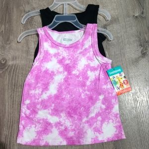 Toddler Girl Set Of 2 Tank Tops - Purple Tie Dye & Black - Garanimals